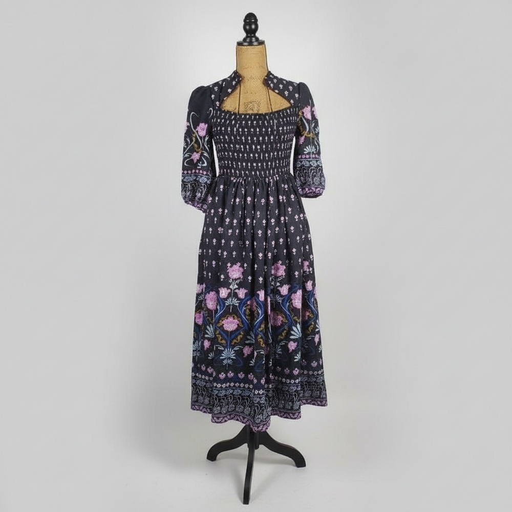Anthropologie Dasha Smocked Midi Dress Size Small